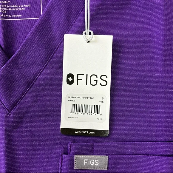 NWT Figs Leon Two Pocket Scrubs Top Mens Size Small Ultra Violet FM1500 - Picture 4 of 16